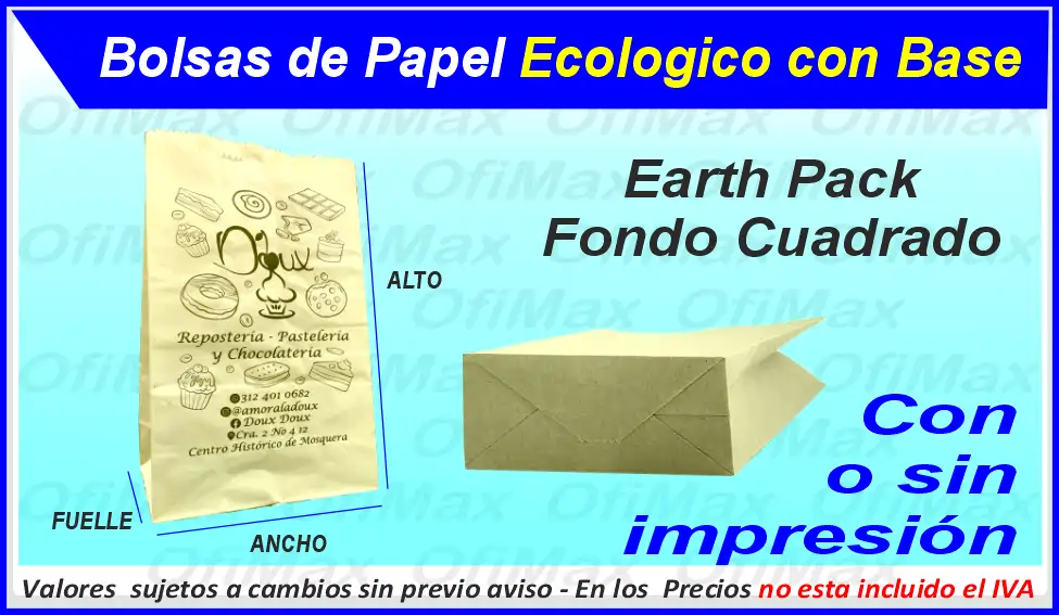 bolsa Ecologicas de papel ecologico con base, bogota, colombia